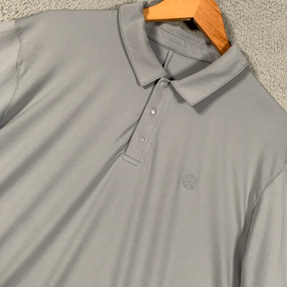Lululemon Golf Polo Shirt Men's Size XXL 2XL Grey Short Sleeve Active Sport